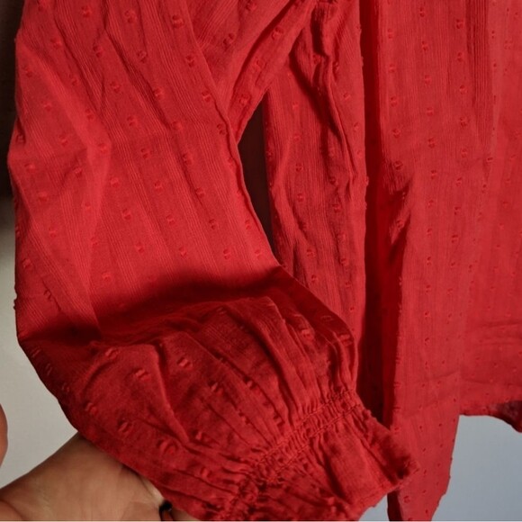 J. Crew Factory Red Ruffle Blouse - Picture 4 of 5